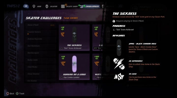 Każda postać dostępna w grze ma swoje wyzwania - Tony Hawks Pro Skater 1+2: Shane ONeill - umiejętności, wyzwania - Tony Hawks Pro Skater 1+2 - poradnik do gry
