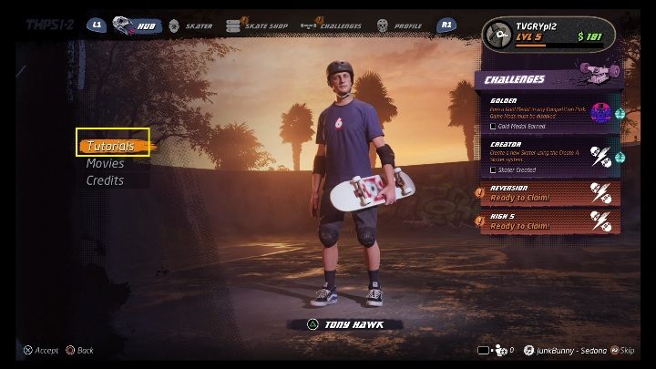 Jeśli pragniesz kolejny raz dostać się do tutorialu możesz zrobić to z menu gry - Tony Hawks Pro Skater 1+2: Tutorial - jak włączyć? - Tony Hawks Pro Skater 1+2 - poradnik do gry