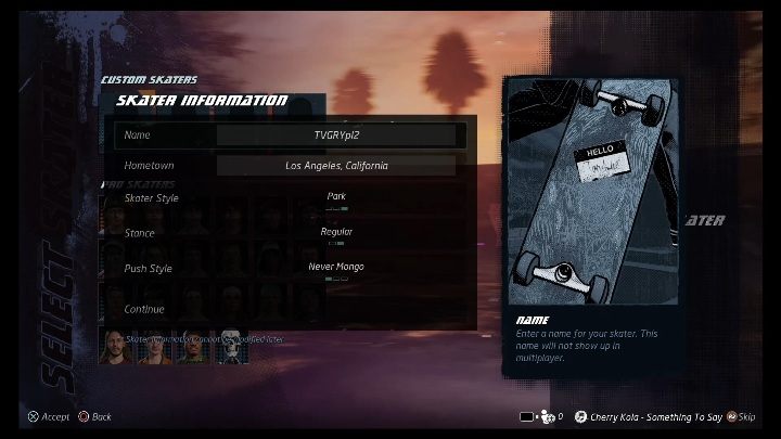 Tworzenie postaci polega na podaniu - Tony Hawks Pro Skater 1+2: Tworzenie bohatera - Tony Hawks Pro Skater 1+2 - poradnik do gry