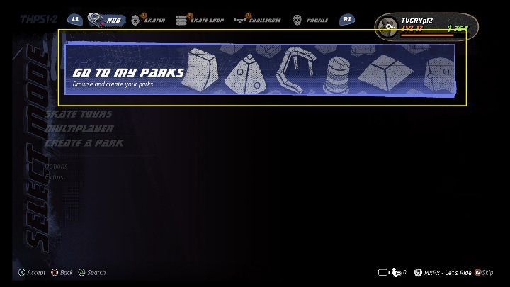 Następnie kliknij pierwsze okienko, które zobaczysz - Tony Hawks Pro Skater 1+2: Tworzenie parku - Tony Hawks Pro Skater 1+2 - poradnik do gry