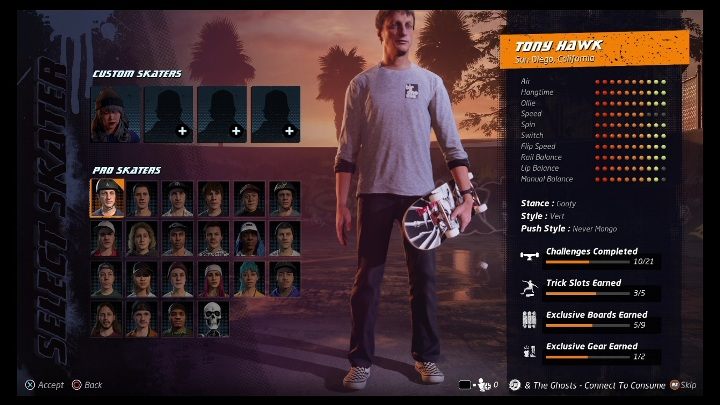 Każdy skater ma odzielne drzewko umiejętności - Tony Hawks Pro Skater 1+2: Stat Points - zdobywanie punktów - Tony Hawks Pro Skater 1+2 - poradnik do gry