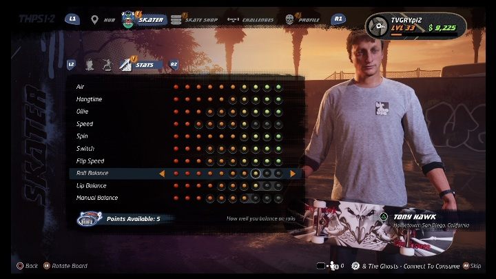 W Tony Hawks Pro Skater 1+2 występuje 10 statystyk, które wpływają na umiejętności postaci - Tony Hawks Pro Skater 1+2: Punkty umiejętności - Tony Hawks Pro Skater 1+2 - poradnik do gry