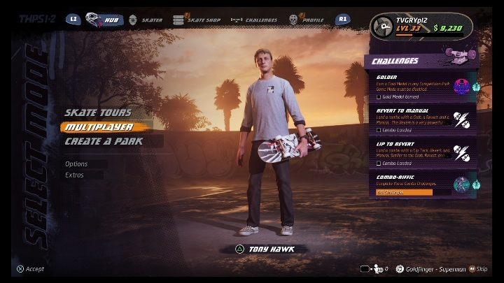 Zacznijmy od tego, że tryb multiplayer możesz uruchomić od razu po włączeniu gry - Tony Hawks Pro Skater 1+2: Tryb multiplayer - informacje ogólne - Tony Hawks Pro Skater 1+2 - poradnik do gry