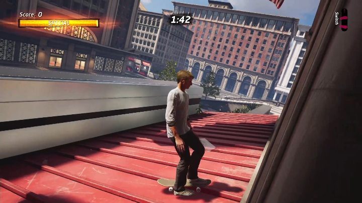Zacznijmy od tego, że już na starcie musisz wskoczyć na barierkę na balkonie - Tony Hawks Pro Skater 1+2: Figurki kosmitów - lista, znajdźki - Tony Hawks Pro Skater 1+2 - poradnik do gry