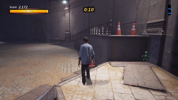 Po lewej stronie, koło schodów, znajdziesz figurkę - Tony Hawks Pro Skater 1+2: Figurki kosmitów - lista, znajdźki - Tony Hawks Pro Skater 1+2 - poradnik do gry