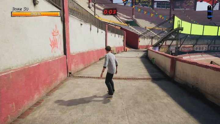 Użyj jednej z bocznych ramp, aby dostać się na trybuny - Tony Hawks Pro Skater 1+2: Figurki kosmitów - lista, znajdźki - Tony Hawks Pro Skater 1+2 - poradnik do gry