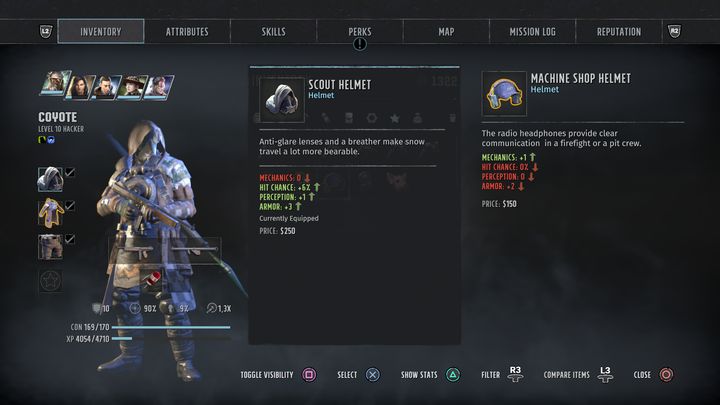 Zbroję możesz zbudować z trzech osobnych segmentów - hełmu, napierśnika i ochraniaczy na nogi - Wasteland 3: Osłony i pancerze - współczynnik penetracji - Wasteland 3 - poradnik do gry