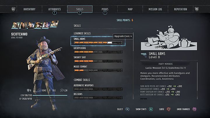 Na starcie Scotchmo posiada następujące zdolności - Wasteland 3: Scotchmo - umiejętności - Wasteland 3 - poradnik do gry