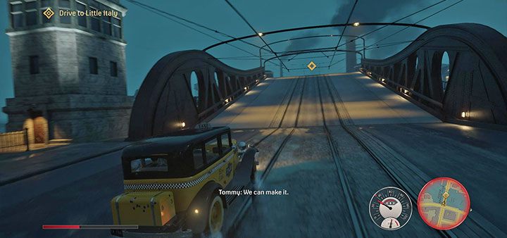 W trakcie podróży do dzielnicy Małe Włochy (Little Italy) zwracaj uwagę na czerwone ikony pojazdów na mini-mapie - to gangsterzy patrolujący okolicę - Mafia Definitive Edition: Propozycja nie do odrzucenia - solucja - Mafia 1 Definitive Edition - poradnik, solucja