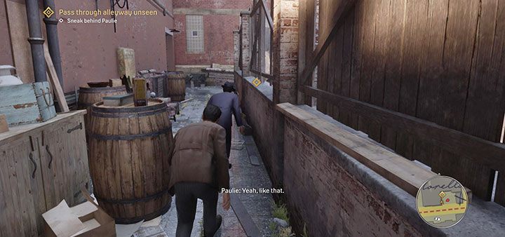 Wyrusz za Pauliem w stronę bocznej alejki - Mafia Definitive Edition: Imprezka u Mołotowa - solucja - Mafia 1 Definitive Edition - poradnik, solucja