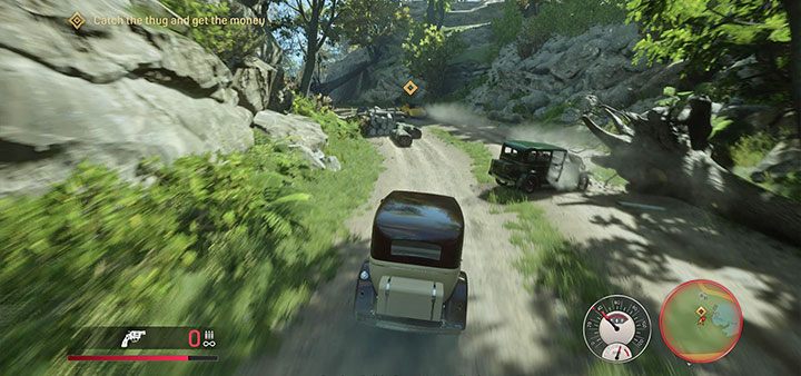 Żółty samochód bandyty uciekającego z gotówką ostrzeliwuj gdy będzie on jedynym widocznym przed tobą - Mafia Definitive Edition: Dzień jak co dzień - solucja - Mafia 1 Definitive Edition - poradnik, solucja