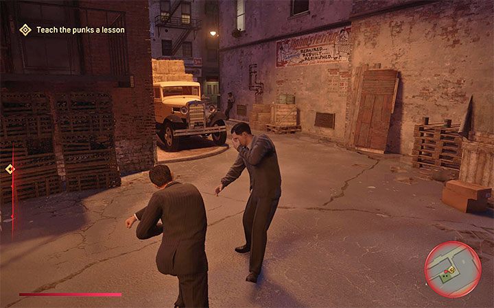 Zbirów napotkacie przed wejściem do budynku, w którym mieszka Sarah - Mafia Definitive Edition: Sarah - solucja - Mafia 1 Definitive Edition - poradnik, solucja