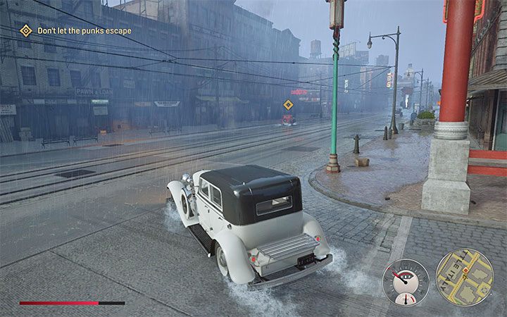 Po wyjściu na zewnątrz i otwarciu nowej bramki wyświetli się scenka przerywnikowa i załączy się pościg samochodowy - Mafia Definitive Edition: Lepiej się przyzwyczajaj - solucja - Mafia 1 Definitive Edition - poradnik, solucja