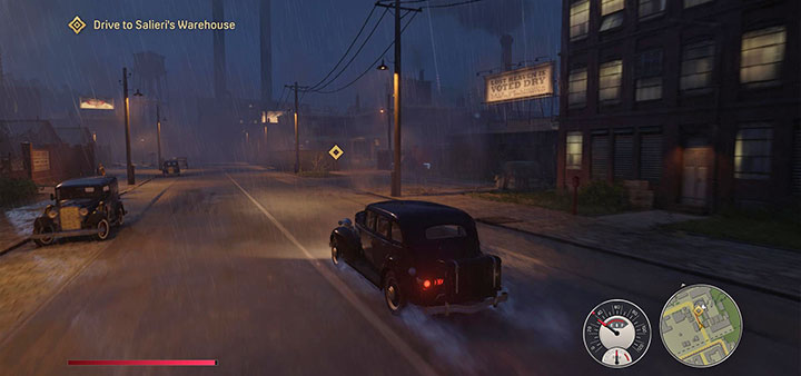 Po rozpoczęciu misji udaj się na zaplecze i wyjdź z baru żeby porozmawiać z Frankiem - Mafia Definitive Edition: Przejażdżka za miasto - solucja - Mafia 1 Definitive Edition - poradnik, solucja