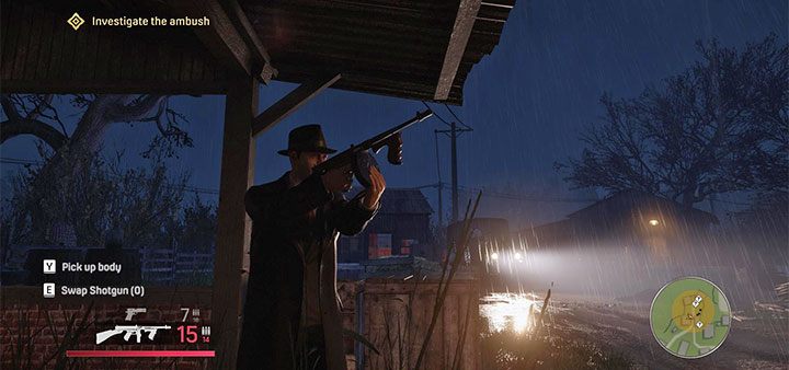 Jeżeli wyczerpiesz zapasy amunicji do strzelby, to przełącz się początkowo na pistolet - Mafia Definitive Edition: Przejażdżka za miasto - solucja - Mafia 1 Definitive Edition - poradnik, solucja