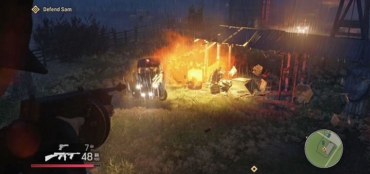 Po wyeliminowaniu wrogów ze stodoły pojawią się policyjne posiłki - Mafia Definitive Edition: Przejażdżka za miasto - solucja - Mafia 1 Definitive Edition - poradnik, solucja
