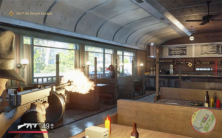 Wbrew temu co może sugerować tytuł nowego celu misji nie musisz śpieszyć się z eliminowaniem wrogich gangsterów przebywających wewnątrz jadalni - Mafia Definitive Edition: Ty szczęściarzu - solucja - Mafia 1 Definitive Edition - poradnik, solucja