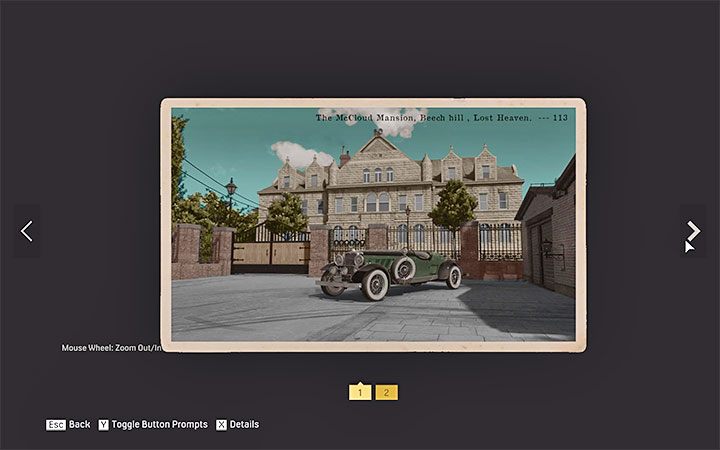 Z powiązanej z tym ukrytym samochodem pocztówki dowiesz się, że musisz zbadać luksusowe posiadłości na terenie dzielnicy Beech Hill - Mafia Definitive Edition: Lassiter V16 Appolyonr - samochód, gdzie znaleźć - Mafia 1 Definitive Edition - poradnik, solucja