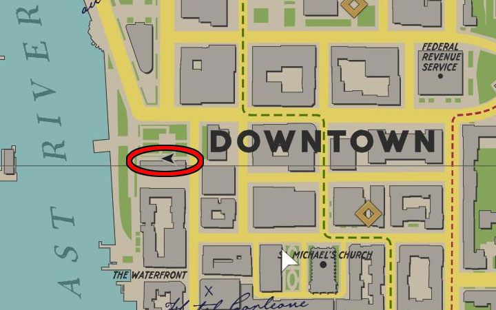 Po odnalezieniu każdego pojazdu postaraj się dotrzeć do pokazanej na obrazkach wąskiej uliczki w obszarze Waterfront - Mafia Definitive Edition: Explosive Situation - solucja - Mafia 1 Definitive Edition - poradnik, solucja