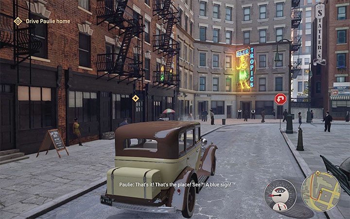 Po dotarciu na miejsce rozpoznasz klub po dużym neonie - Mafia Definitive Edition: Fair Play - solucja - Mafia 1 Definitive Edition - poradnik, solucja
