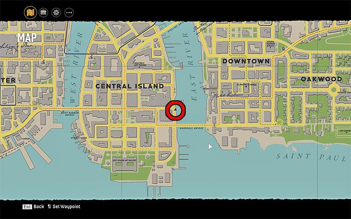 Karta leży na murku obok rzeki East River we wschodniej części dzielnicy Central Island - Mafia Definitive Edition: Karty Cigarette Cards - sekret, znajdźka - Mafia 1 Definitive Edition - poradnik, solucja