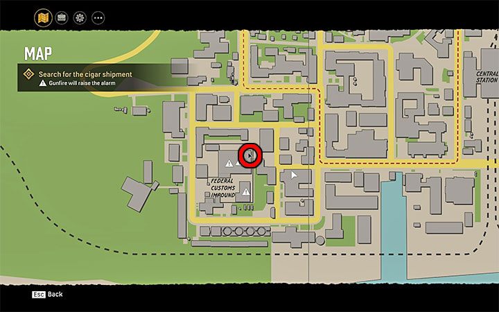 Magazyn odnajduje się w lokacji Federal Customs Impound z dzielnicy Works Quarter, której strzeżoną wewnętrzną część możesz badać wyłącznie w ramach zaliczania głównej misji Czysty relaks - Mafia Definitive Edition: Magazyny Super Science Stories - sekret, znajdźka - Mafia 1 Definitive Edition - poradnik, solucja