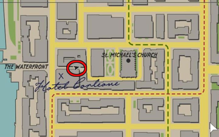 Magazyn odnajduje się w wąskiej alejce na tyłach hotelu Corleone z dzielnicy Downtown znanego z głównej misji Święty i grzesznik - Mafia Definitive Edition: Magazyny Black Mask - sekret, znajdźka - Mafia 1 Definitive Edition - poradnik, solucja