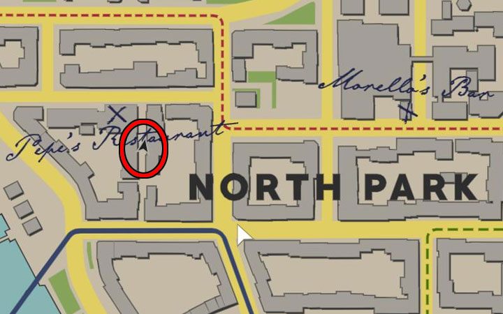 Magazyn leży na ziemi w alejce w bardzo niewielkiej odległości na wschód od restauracji Pepes Restaurant z dzielnicy North Park - Mafia Definitive Edition: Magazyny Black Mask - sekret, znajdźka - Mafia 1 Definitive Edition - poradnik, solucja