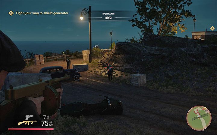 Po zbliżeniu się do latarni morskiej musisz przystąpić do walk z gangsterami z nakryciami głowy przypominającymi ufoludki - Mafia Definitive Edition: Alien Infiltration - solucja - Mafia 1 Definitive Edition - poradnik, solucja