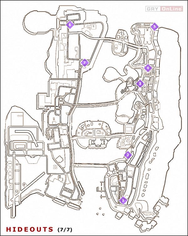 1 - Mapa Hideouts - Grand Theft Auto: Vice City - poradnik do gry