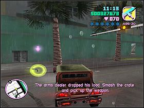 Podejdź do broni, która ma nad sobą strzałkę (wypadła z ciężarówki) i zabierz ją - Gun Runner Phil Cassidy - Grand Theft Auto: Vice City - poradnik do gry