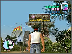 Pierwszy cel czeka wysoko, przy słupie reklamowym - Autocide - Bonus Budka Telefoniczna - Grand Theft Auto: Vice City - poradnik do gry