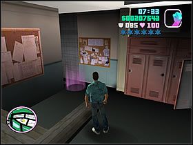 Po wejściu do jego wnętrza, od razu skieruj się w lewo, do szatni - No Escape - Asset The Malibu - Grand Theft Auto: Vice City - poradnik do gry