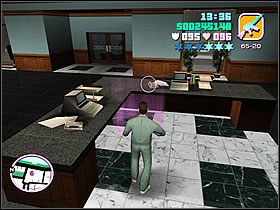 Wejdź czym prędzej w wyznaczone miejsce, przy biurku nieopodal wejścia - The Job - Asset The Malibu - Grand Theft Auto: Vice City - poradnik do gry