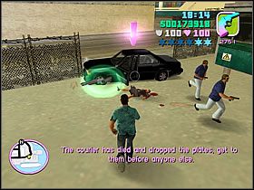 Zabierz pakunek posiadany przez kuriera - Hit the Courier - Asset Print Works - Grand Theft Auto: Vice City - poradnik do gry