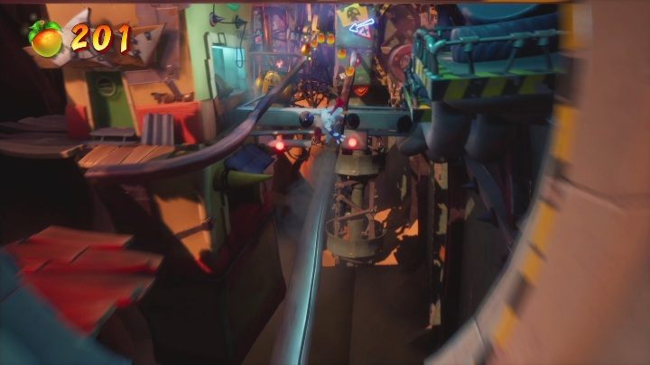 Czas na dobrze już Ci znany zjazd po poręczy - Crash 4: Zgniatarka solucja, opis przejścia - Crash Bandicoot 4 - poradnik, solucja
