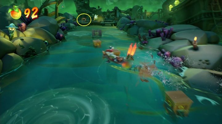 Taśmę znajdziesz zaraz obok bonusowego levelu, za pierwszym przejazdem łódką - Crash 4: Jetboard - solucja, opis przejścia - Crash Bandicoot 4 - poradnik, solucja