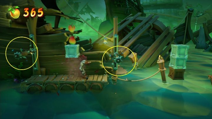 Po przepłynięciu na drugą stronę czas na najciekawszą sekwencję na tym levelu - Crash 4: Jetboard - solucja, opis przejścia - Crash Bandicoot 4 - poradnik, solucja