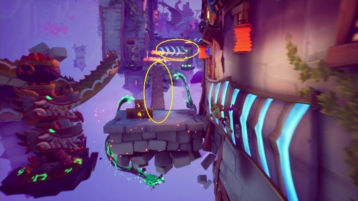 Przejście dalej zmusza Cię do przebiegnięcia przez rozpadający się most, a następnie szybkiego wskoczenia na ściany - Crash 4: Bez balansu - solucja, opis przejścia - Crash Bandicoot 4 - poradnik, solucja