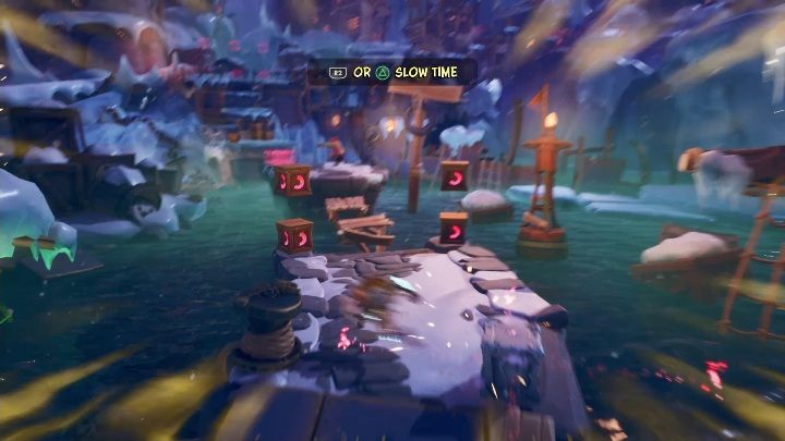 Na początku mapy dostaniesz maskę, która spowalnia czas - Crash 4: Śnieżny spacer - solucja, opis przejścia - Crash Bandicoot 4 - poradnik, solucja