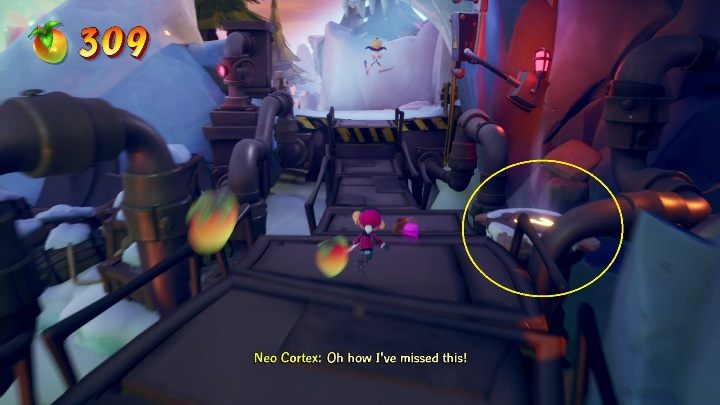 Wejście na bonusowy poziom znajdziesz zaraz przed wskoczeniem na niedźwiedzia - Crash 4: Polarny rajd - solucja, opis przejścia - Crash Bandicoot 4 - poradnik, solucja