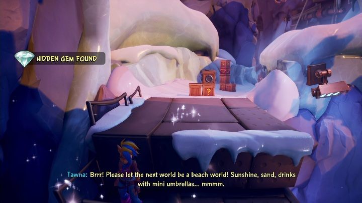 Po wejściu na górną półkę, dzięki wskoczeniu po ścianie, możesz zdobyć ukryty klejnot - Crash 4: Prosto z mostu - solucja, opis przejścia - Crash Bandicoot 4 - poradnik, solucja