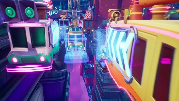 Powtórzenie pierwszej sekwencji z autobusami - Crash 4: Bieg po przekąski - solucja, opis przejścia - Crash Bandicoot 4 - poradnik, solucja