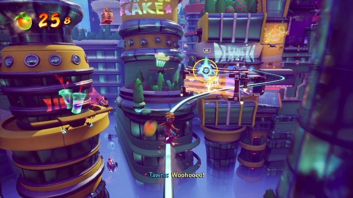 Czas na pierwszą sekwencję z poruszaniem się po poręczy - Crash 4: Godzina szczytu - solucja, opis przejścia - Crash Bandicoot 4 - poradnik, solucja