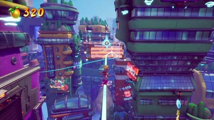 Kolejna sekwencja z poręczą, nie różni się niczym od tej poprzedniej - Crash 4: Godzina szczytu - solucja, opis przejścia - Crash Bandicoot 4 - poradnik, solucja