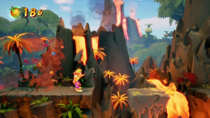 Podążając dalej trafisz do sekcji z lawą - Crash 4: Skok do przeszłości - solucja, opis przejścia - Crash Bandicoot 4 - poradnik, solucja