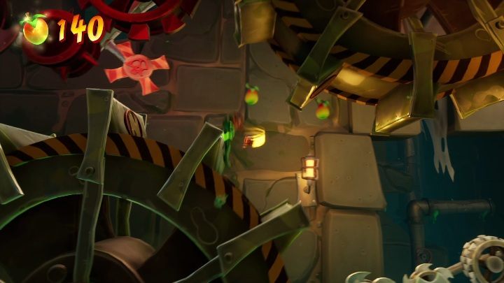 Dalsza przechadzka po kołach zębatych polega dokładnie na tym samym - Crash 4: Fabryka Nitro - solucja, opis przejścia - Crash Bandicoot 4 - poradnik, solucja