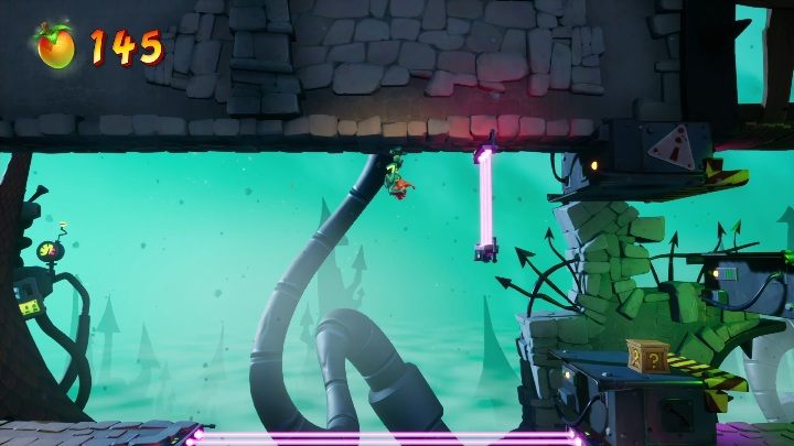 Gdy dostaniesz maskę, która przeczy grawitacji musisz przedostać się przez lasery - Crash 4: Zamek Cortexa - solucja, opis przejścia - Crash Bandicoot 4 - poradnik, solucja