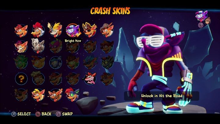 Sposób odblokowania: zdobycie 6 diamentów na poziomie W drogę - Crash 4: Crash - skórki, jak odblokować - Crash Bandicoot 4 - poradnik, solucja