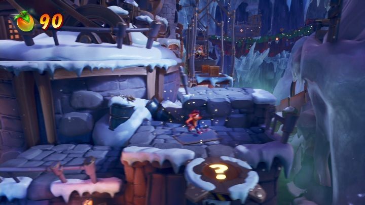 Idąc dalej spotkasz się z nieprzyjemnymi, opadającymi deskami - Crash 4: Śnieżny spacer (Snow Way Out) - Crash Bandicoot 4 - poradnik, solucja
